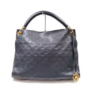 Auth Louis Vuitton Artsy Shoulder Bag MM Deep Navy Blue Leather Boho Monogram